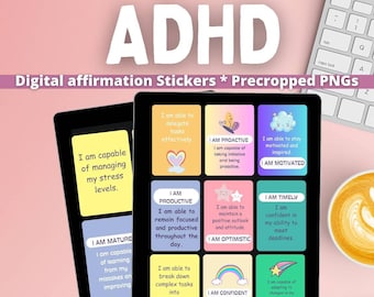 ADHD digital planner stickers, digital affirmations, Neurodivergent, executive dysfunction, Mental health stickers, executive functioning