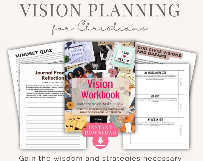 Christian Vision Board Workbook: Goal Setting Planner (Digital Download)
