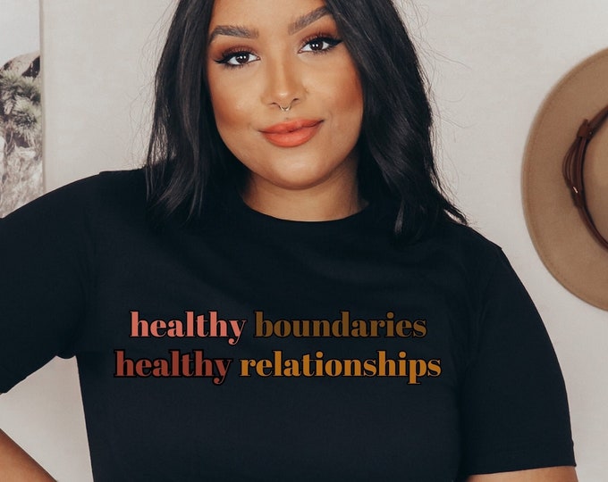 Healthy Boundaries Healthy Relationships, Mental Health awareness shirt, Black women mental health, Unisex Jersey Short Sleeve Tee