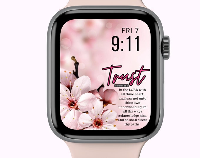 Christian Apple Watch face wallpaper, digital watch face, faith png, smartwatch face, 45 mm apple watch face for women