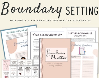 Boundaries workbook, Printable setting boundaries worksheet, journal prompts, psychology tools, Boundary Statements, boundary setting