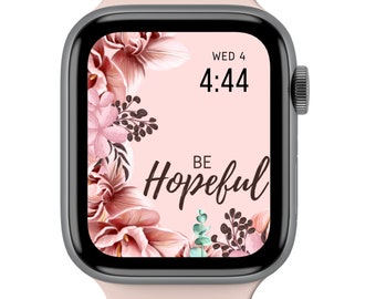 Floral Apple Watch face wallpaper, christian digital apple watch face, faith png, smartwatch face, 45 mm apple watch face for women