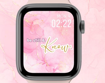 Christian Apple Watch face wallpaper, faith png, pink digital watch face, smartwatch face, 45 mm apple watch face for women