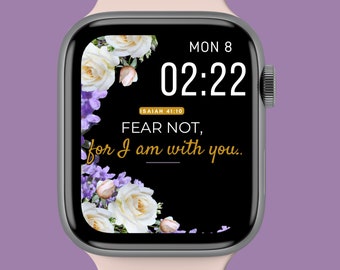 Floral Apple Watch face wallpaper, faith png, butterfly digital watch face, smartwatch face, 45 mm apple watch face for women