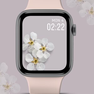 Carta da parati floreale Apple Watch, fede png, quadrante digitale cristiano, quadrante smartwatch, quadrante Apple da 45 mm per le donne