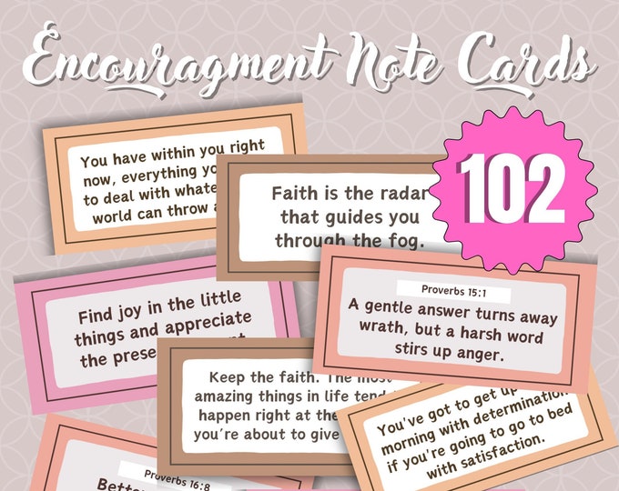 Printable Notes of Encouragement, Affirmation Notes, Inspirational Quotes, Words of Affirmation, Notes to Self, Quote jar printable notes