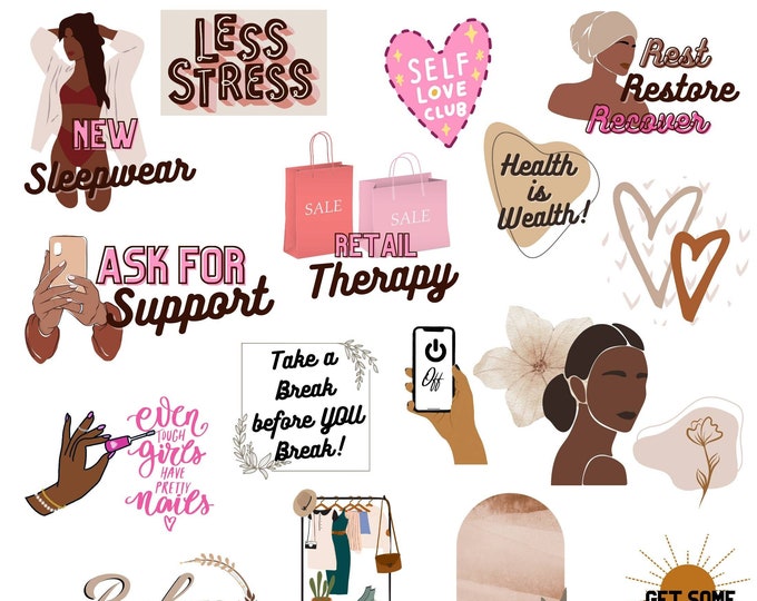 Mental health Black women planner, black girl digital stickers, Self Care planner Stickers, black girl journal stickers, Goodnotes Stickers,