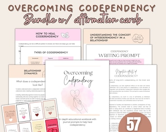 Codependency worksheets, overcoming codependency, attachment style, couples therapy workbook, relationship addiction journal prompts