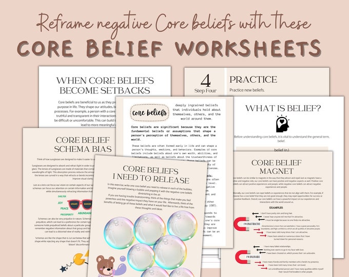 Core beliefs worksheet pdf maladaptive Beliefs, cognitive distortions pdf schema bias, emotional regulation, core values, Automatic Thoughts
