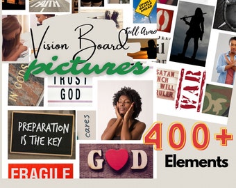 Christian Vision board imprimable femme noire, kit d'images de tableau de vision 2024, femme noire Vision board images clipart de tableau de vision spirituelle