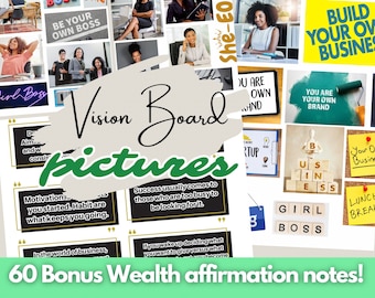 Black woman Vision board printable, Money Business Entrepreneur 2024 vision board pictures kit christian Vision board clipart