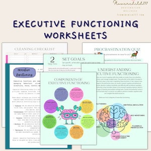 Executive dysfunction workbook executive functioning worksheets, ADHD therapy adult worksheets, executive dysfunction printable worksheets