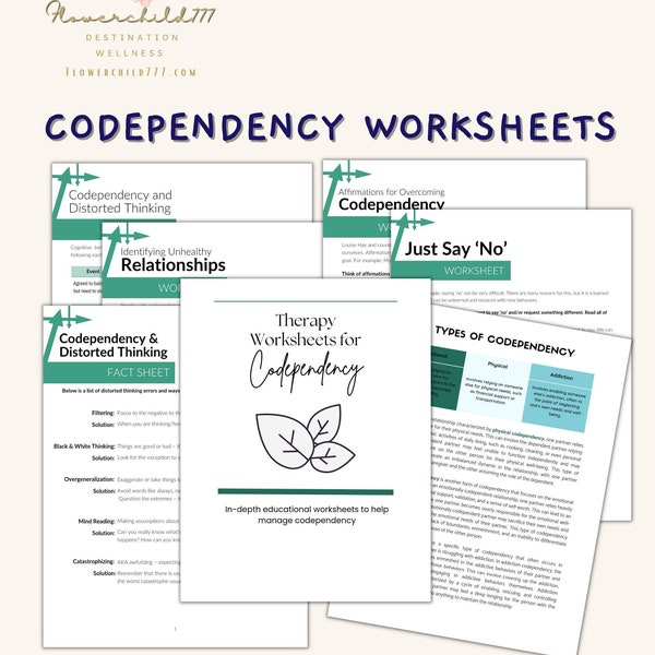 Codependency therapy activity worksheets, overcoming codependency, attachment style, couples therapy workbook, relationship addiction