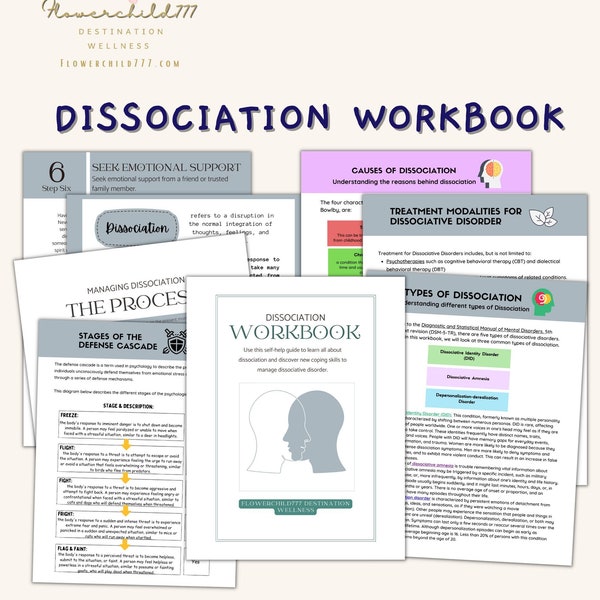 Dissociation Workbook how to stop dissociating ptsd with dissociative identity disorder cbt trauma therapy, trauma processing trauma healing