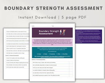 Personal Boundaries Worksheet: Boundary Strength Assessment (5 Page PDF)