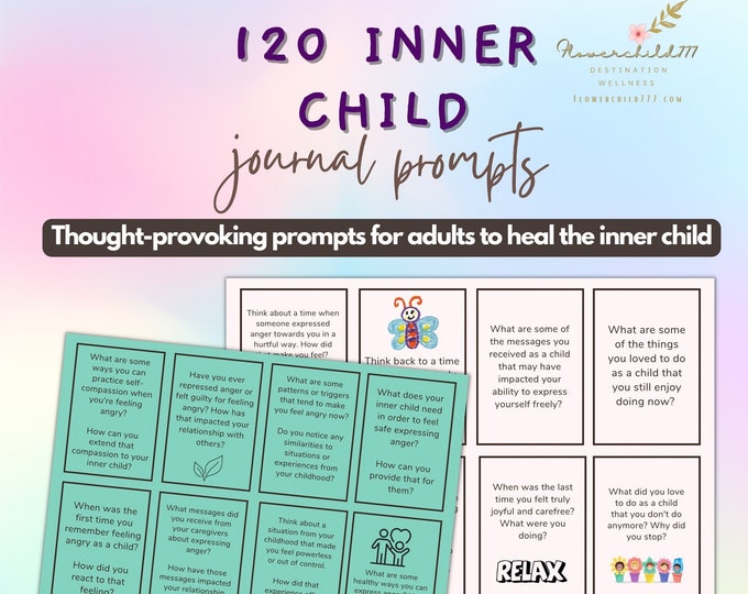Inner child journal prompts, inner child healing, guided journal prompts,  therapy tools, adverse childhood experiences Trauma therapy