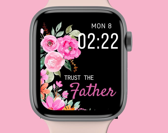Floral Apple Watch face wallpaper, faith png, flower watch face, smartwatch face, 45 mm apple watch face for women