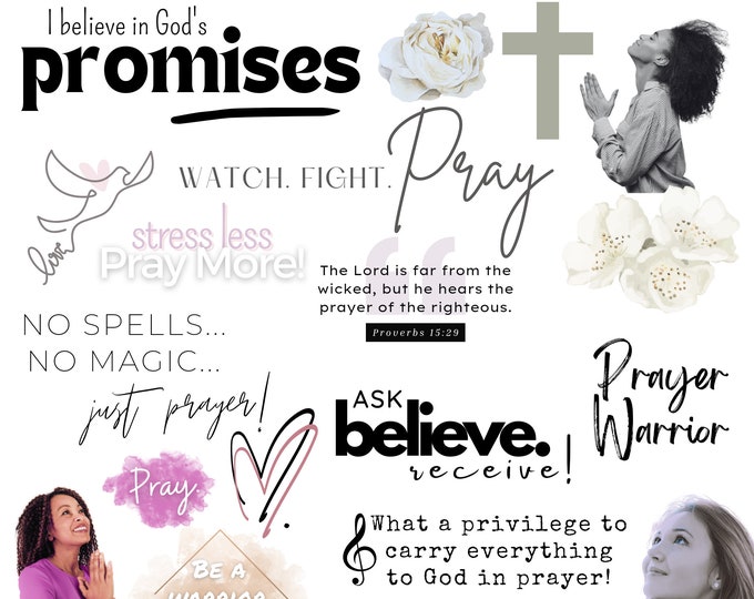 Digital Prayer planner stickers Faith Stickers Bible verse Scripture stickers, Digital Bible Journaling, Christian prayer journal stickers