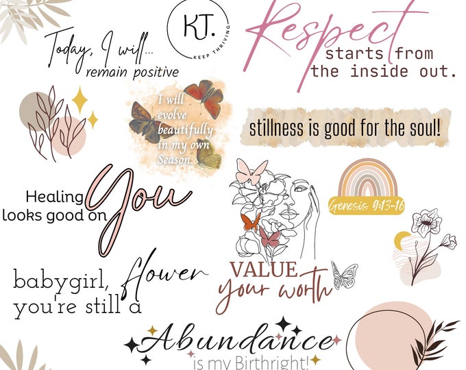 Daily Affirmation Stickers digital planner stickers, Faith stickers, butterfly Goodnotes precropped png Planner stickers Notability stickers