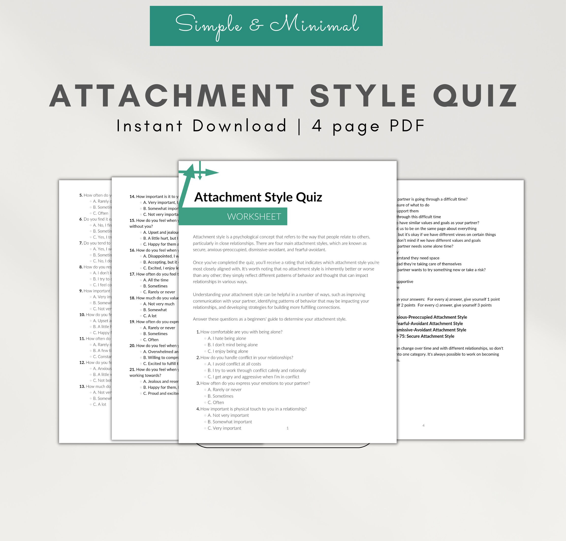 Printable Attachment Theory Worksheets Attachment Style Quiz Pdf
