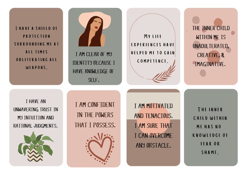 Boho affirmation cards printable daily affirmation cards affirmation cards for self esteem and confidence women affirmation cards women empowerment cards