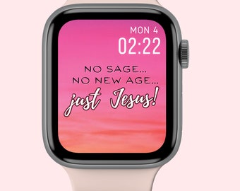 Christian Apple Watch face wallpaper, faith png, pink digital watch face, smartwatch face, 45 mm apple watch face for women