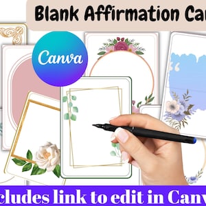 Bearbeitbare DIY Affirmationskarten, leere druckbare Affirmationskarten, leere Notizkarten