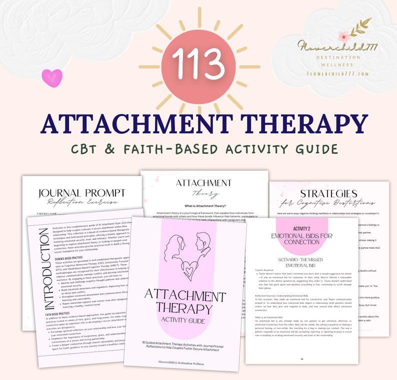 Couples Therapy Workbook, Attachment Styles Therapist Tool, Marriage ...