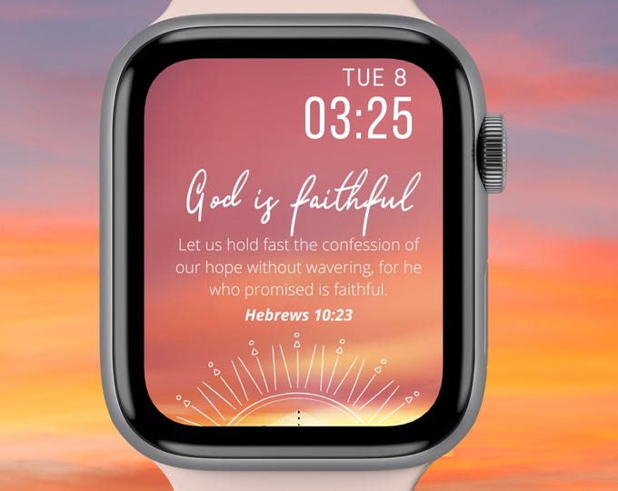 Christian Apple Watch face wallpaper, digital watch face, faith png, smartwatch face, 45 mm apple watch face for women