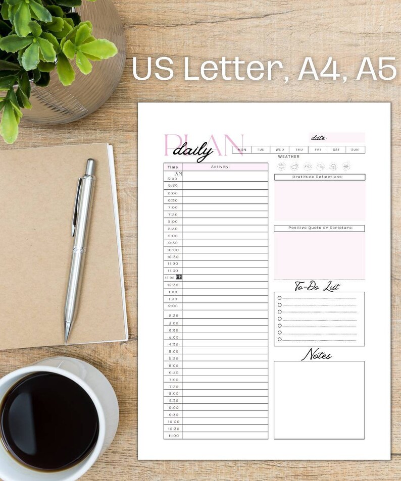 Goodnotes Template Hourly Planner Printable Daily Planner Etsy