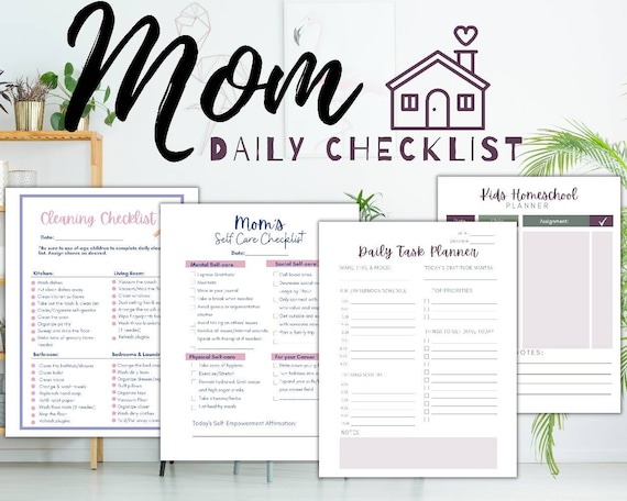 Mom Checklist Stay at Home Mom Planner Schedule Mom