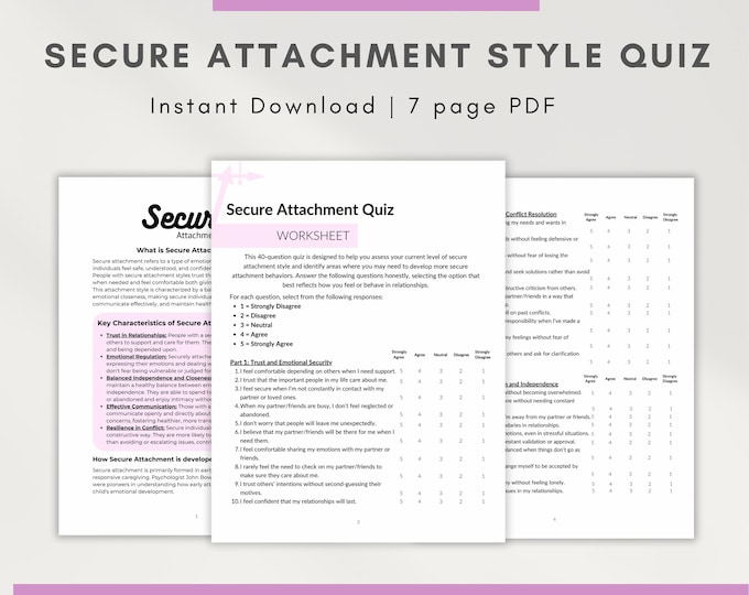 Attachment Style Quiz, Attachment Style Assessment pdf