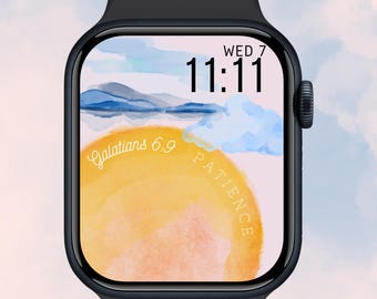 Christian Apple Watch face wallpaper, digital watch face, faith png, smartwatch face, 45 mm apple watch face for women