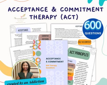 ACT Therapy Worksheets: 600 Questions for Mental Health (Digital Download)
