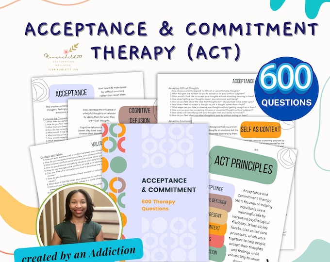 ACT Therapy Worksheets: 600 Questions for Mental Health (Digital Download)