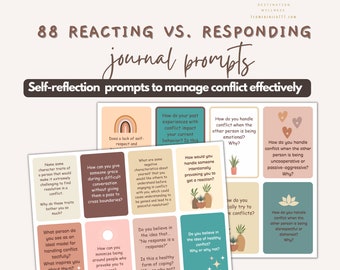 Reacting versus responding, mental health journal prompts, Emotional regulation, therapy tools, nervous system regulation