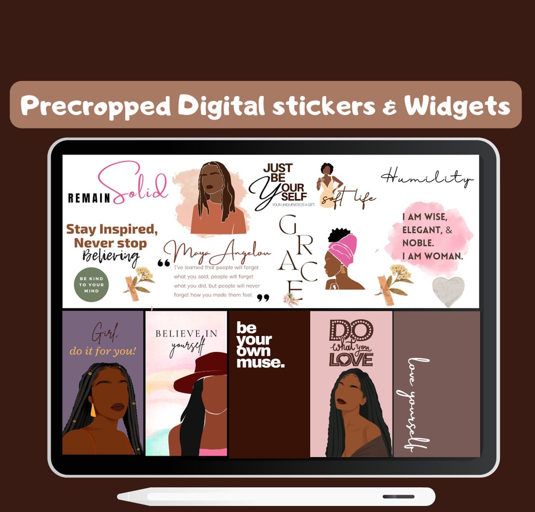 Woman Widget Black Girl Digital Planner Widgets Stickers, Black Girl Stickers, Black ...