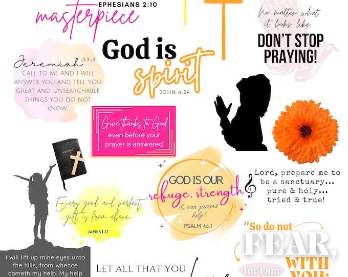 Digital Prayer planner stickers Faith Stickers Bible verse Scripture stickers, Digital Bible Journaling, Christian prayer journal stickers