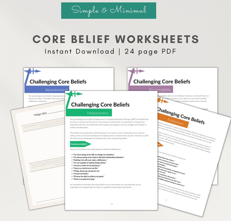 Printable Core Beliefs Worksheet Pdf CBT List of Core Beliefs Cbt Pdf