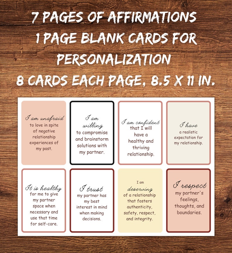 Codependency affirmations, overcoming codependency, affirmation cards, attachment style, couples therapy, relationship addiction