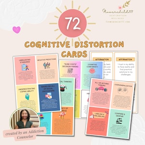 Cognitive distortions Flashcards, cognitive distortions pdf Thinking errors CBT Therapy psychology flash cards