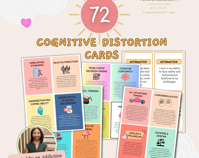 Cognitive distortions Flashcards, cognitive distortions pdf Thinking errors CBT Therapy psychology flash cards