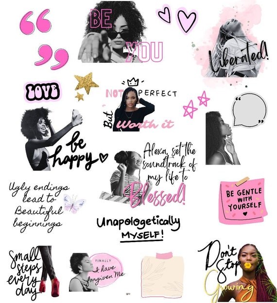 Black women planner, Blackpink Digital affirmation Stickers Black Girl Digital Planner Stickers, Goodnotes Stickers, Self Care stickers