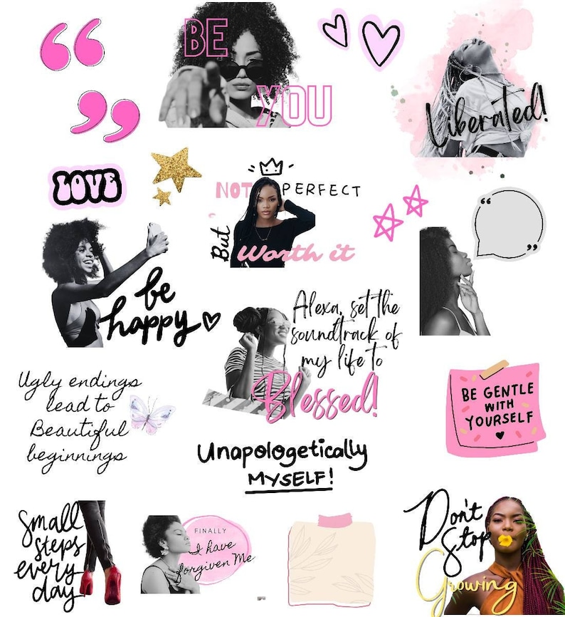 Black women planner, Blackpink Digital affirmation Stickers Black Girl Digital Planner Stickers, Goodnotes Stickers, Self Care stickers image 1