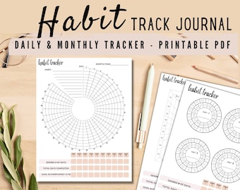 Habit Tracker Printable, Yearly habit Tracker undated, Habit Track Journal, Monthly Habit Tracker, Habit Planner, Routine Planner
