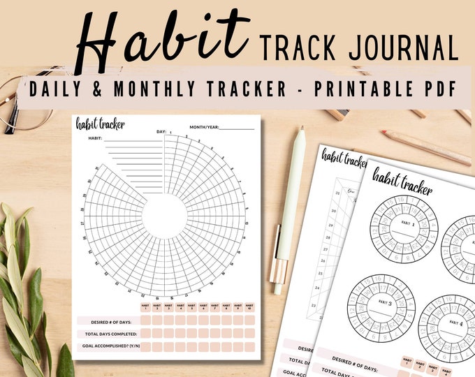 Habit Tracker Printable, Yearly habit Tracker undated, Habit Track Journal, Monthly Habit Tracker, Habit Planner, Routine Planner