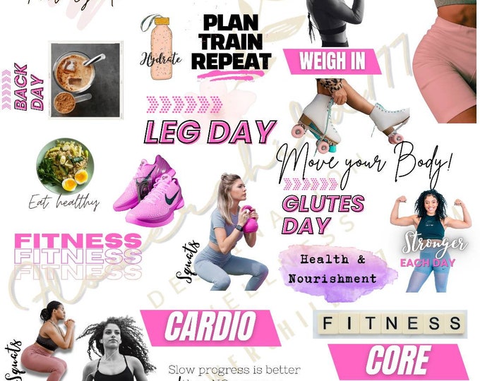 digital Fitness planner stickers, fitness clipart, Work out Goodnotes stickers, Goals Planning digital Stickers, Black Girl Digital Planner