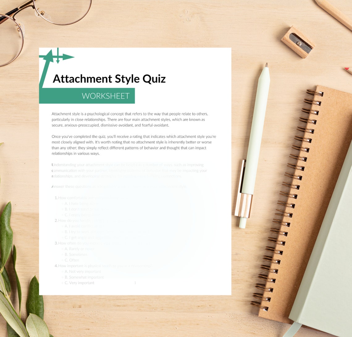 Printable Attachment Theory Worksheets, Attachment Style Quiz Pdf ...