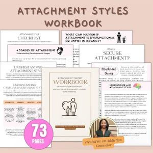 Printable Attachment theory worksheets, 4 attachment styles pdf attachment style, couples therapy workbook, understanding attachment styles
