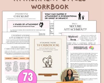 Hojas de trabajo imprimibles sobre la teoría del apego, 4 estilos de apego en formato PDF, estilo de apego, libro de trabajo de terapia de pareja, comprensión de los estilos de apego